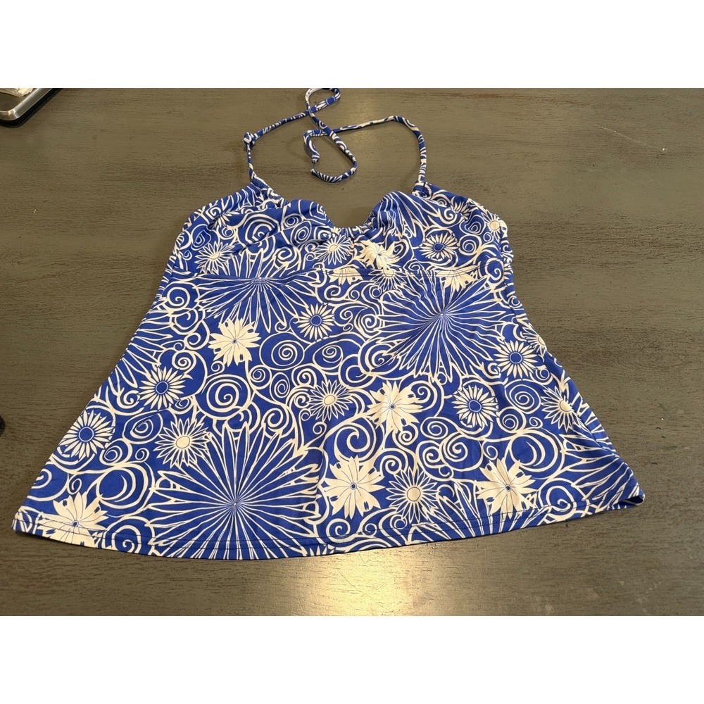 blue 24th & OCEAN swimsuit top tankini size medium
